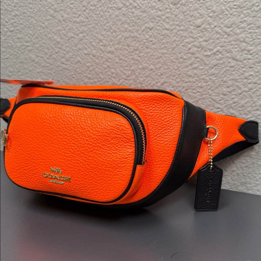 Coach Orange and Black Belt Bag